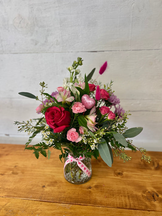 Small Valentines Vase Arrangement